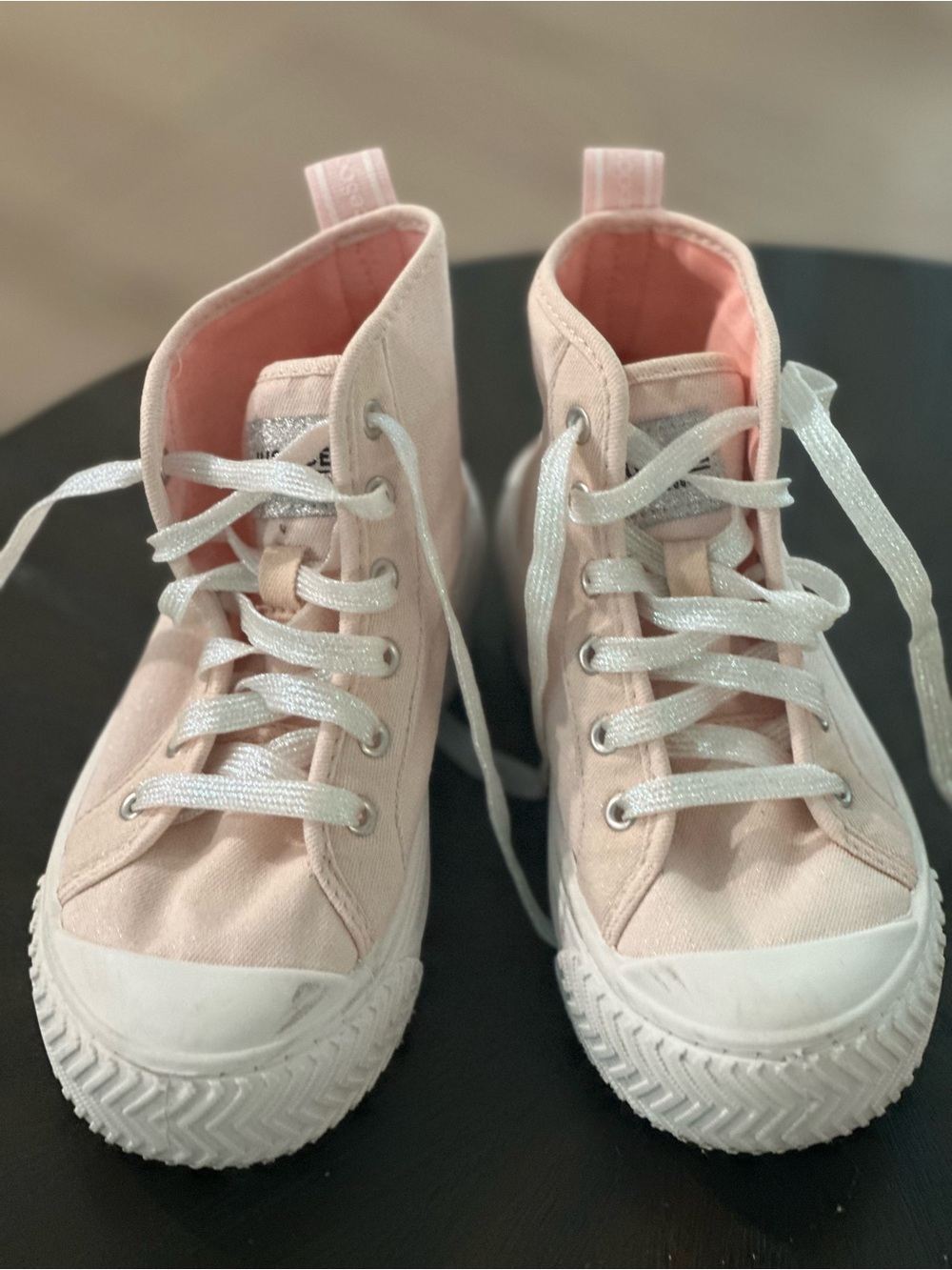 Justice Pink High-Top Girls Sneakers with White Soles